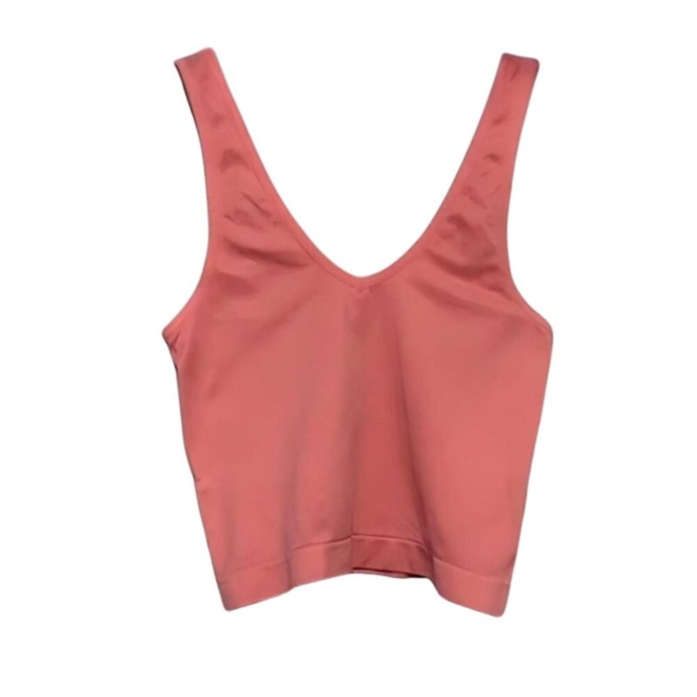Abound Crop Tank Top Scoop Neck Stretch Soft Elastic Band Orange/Peach W S NWOT